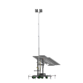 A mobile lighting tower with solar panels